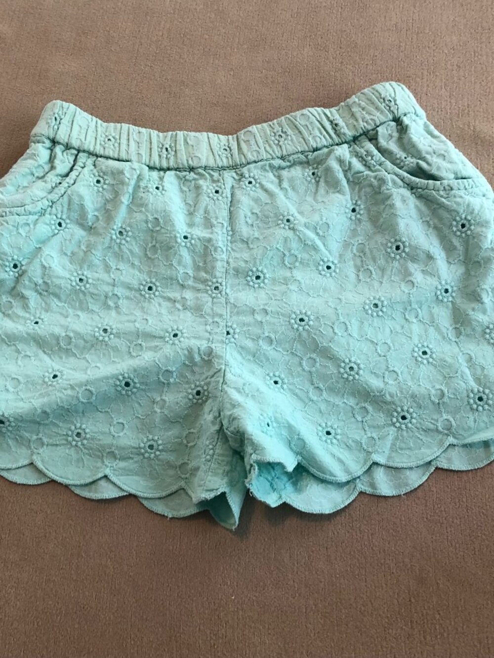 Mini Boden Girls Light Green Lace Pull on Lining Shorts Size 4 Years